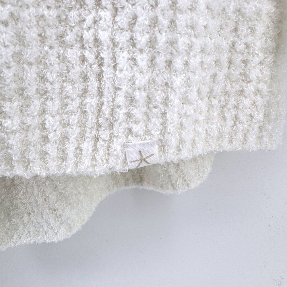 Barefoot Dreams Cardigan Large Cream White CozyChic Lite Montecito 485 Waffle - Picture 6 of 7